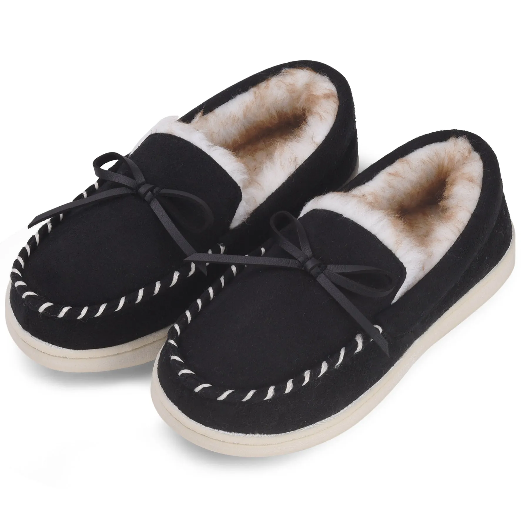 VONMAY Kids Slippers Boys Girls Moccasins House Shoes with Comfy Faux Fur Lining Memory Foam Slipper