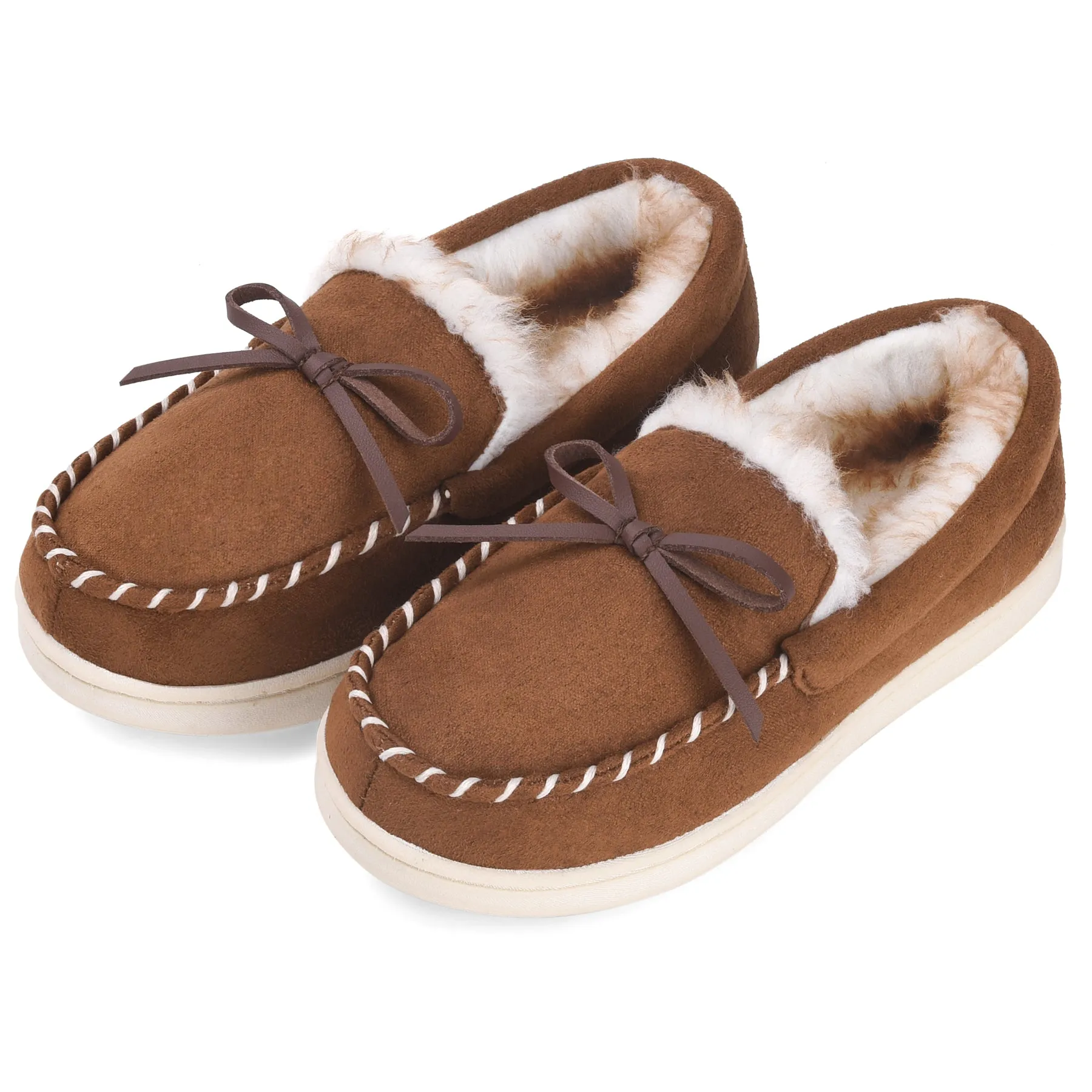 VONMAY Kids Slippers Boys Girls Moccasins House Shoes with Comfy Faux Fur Lining Memory Foam Slipper