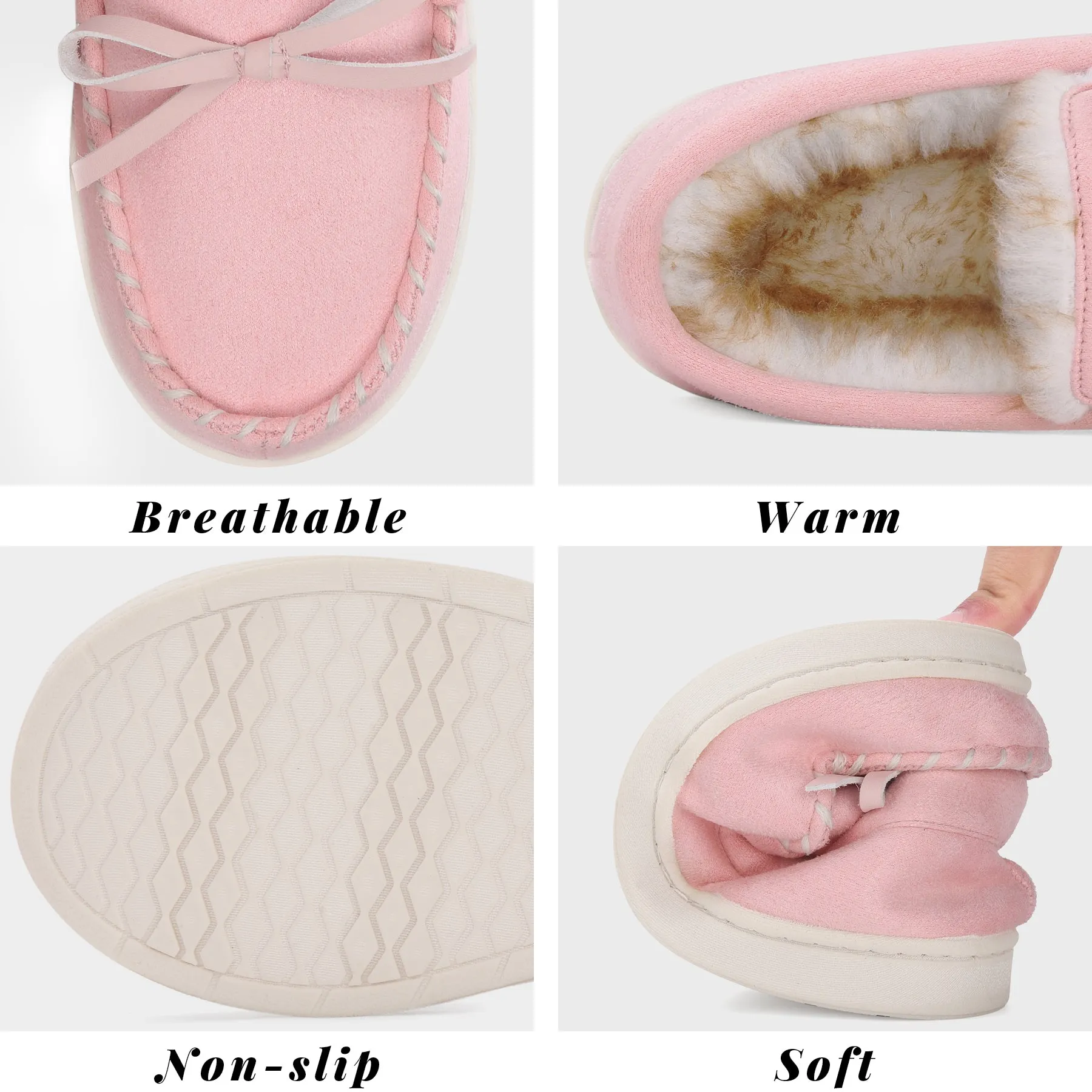 VONMAY Kids Slippers Boys Girls Moccasins House Shoes with Comfy Faux Fur Lining Memory Foam Slipper