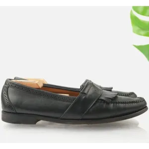 VTG Cole Haan Mens Loafer Size 9.5 D Black Leather Kiltie Shoe American Handsewn
