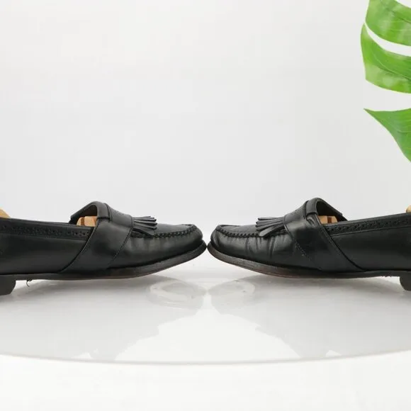 VTG Cole Haan Mens Loafer Size 9.5 D Black Leather Kiltie Shoe American Handsewn