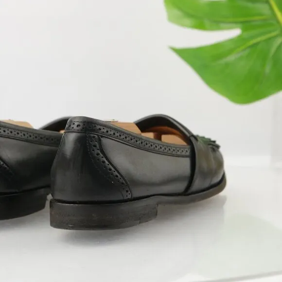VTG Cole Haan Mens Loafer Size 9.5 D Black Leather Kiltie Shoe American Handsewn