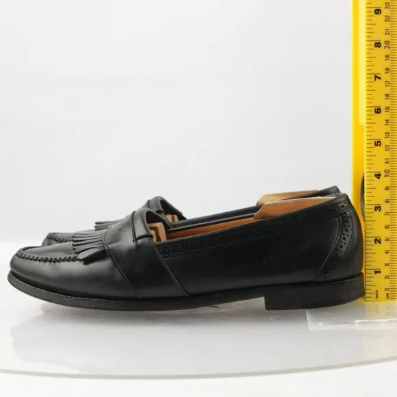 VTG Cole Haan Mens Loafer Size 9.5 D Black Leather Kiltie Shoe American Handsewn