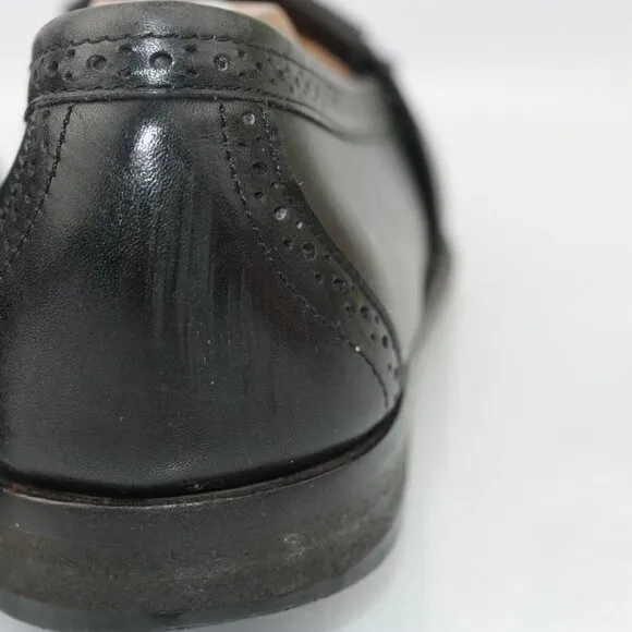 VTG Cole Haan Mens Loafer Size 9.5 D Black Leather Kiltie Shoe American Handsewn