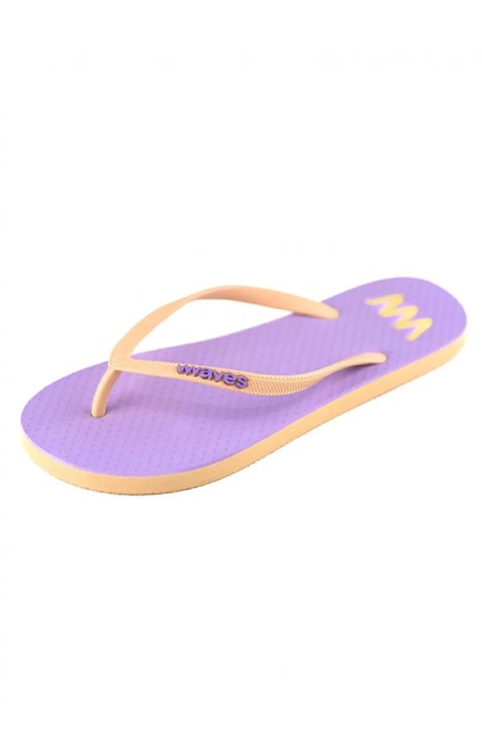WAVES Women Two Tone Pastel Cream Purple Flip Flops