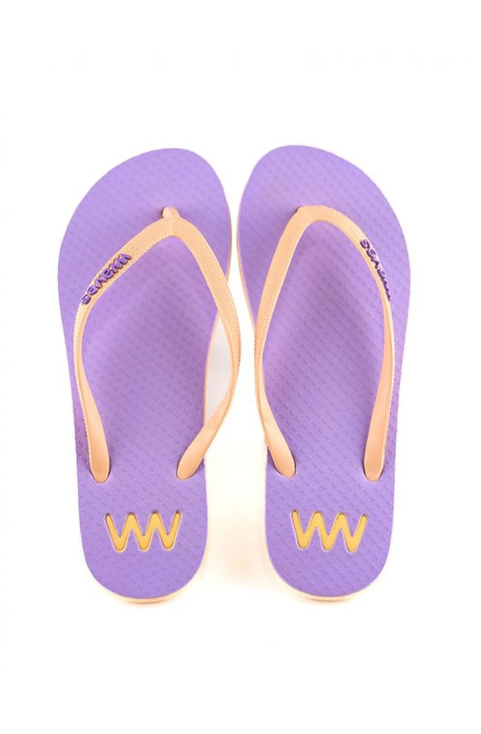 WAVES Women Two Tone Pastel Cream Purple Flip Flops