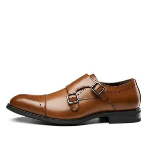 West Louis™ Genuine Leather British Design Double Buckle Oxfords