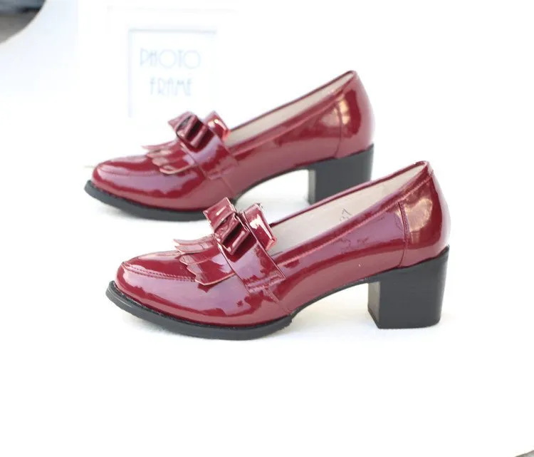 Women’s Black Loafers with Bow & Tassel