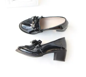Women’s Black Loafers with Bow & Tassel