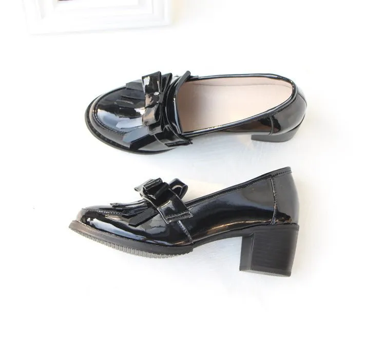 Women’s Black Loafers with Bow & Tassel