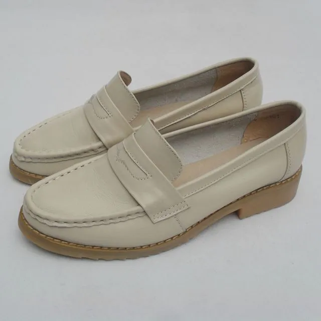 Women's Brown & Off-White Loafer Shoes