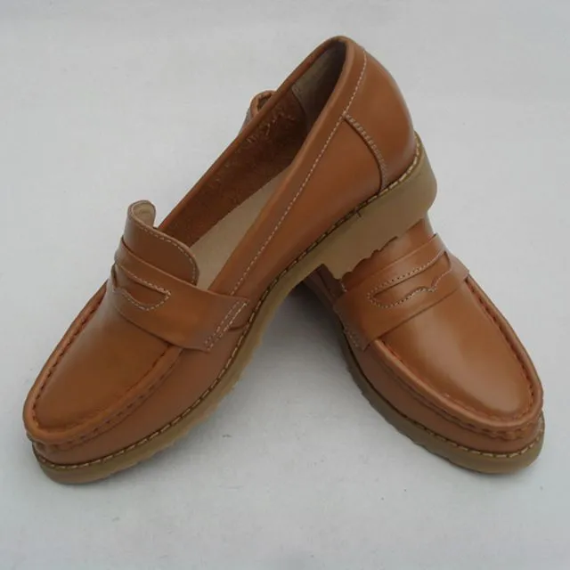 Women's Brown & Off-White Loafer Shoes