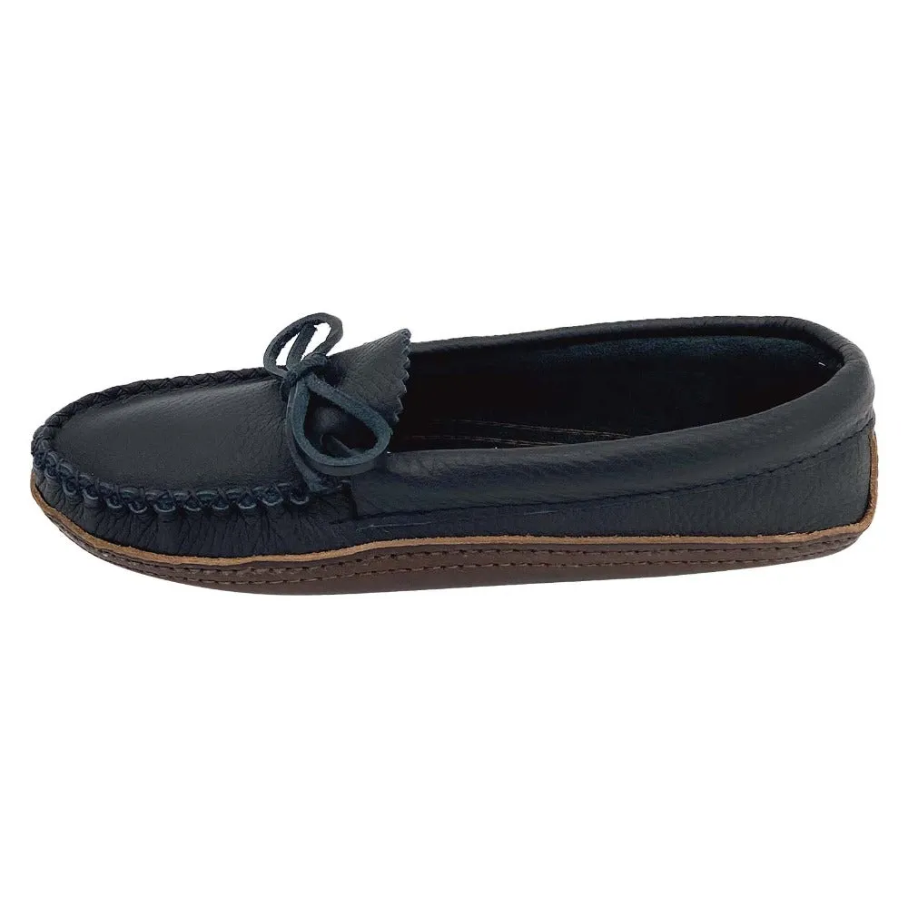 Women's Earthing Moccasins Moose Hide with Heavy Oil Tan Soles