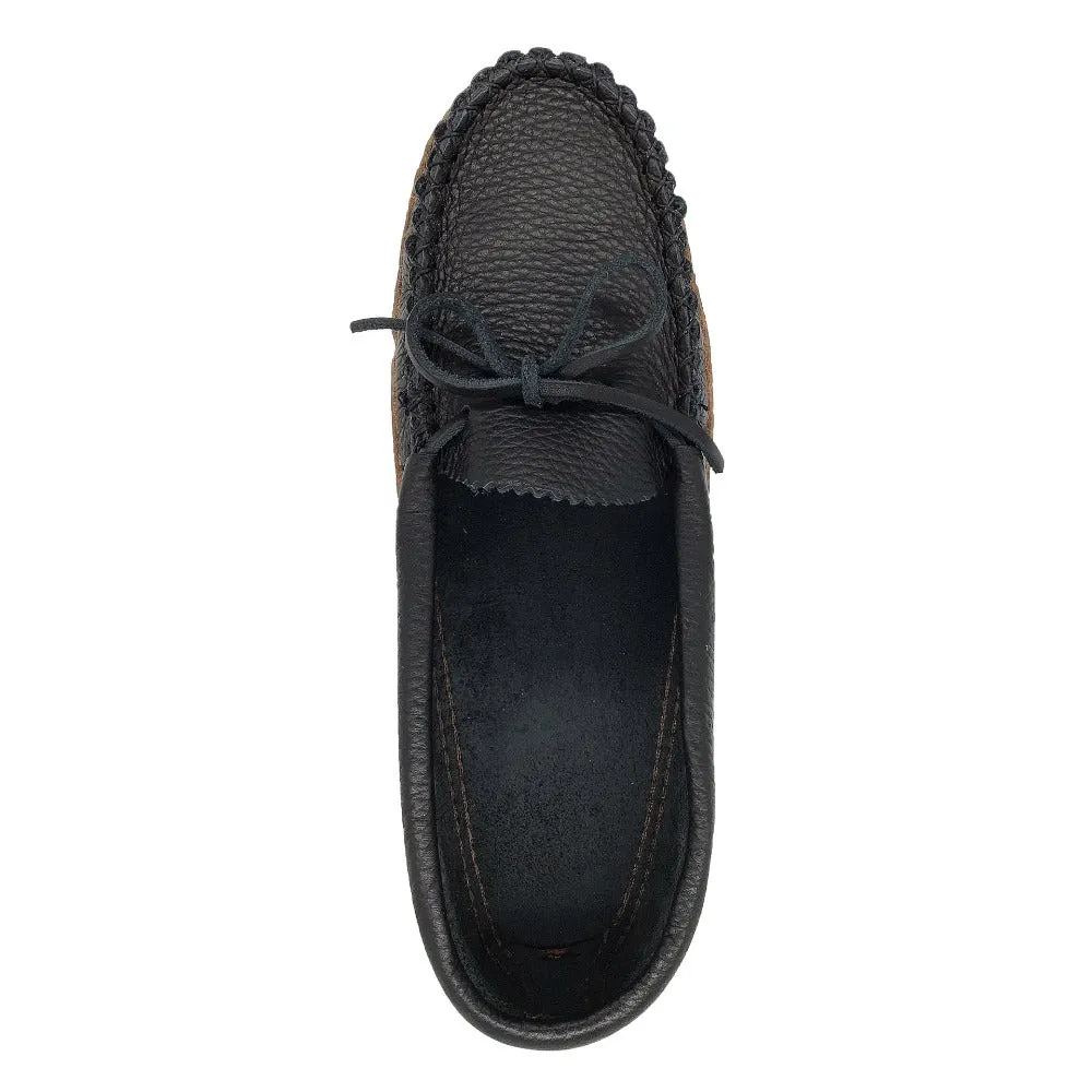 Women's Earthing Moccasins Moose Hide with Heavy Oil Tan Soles