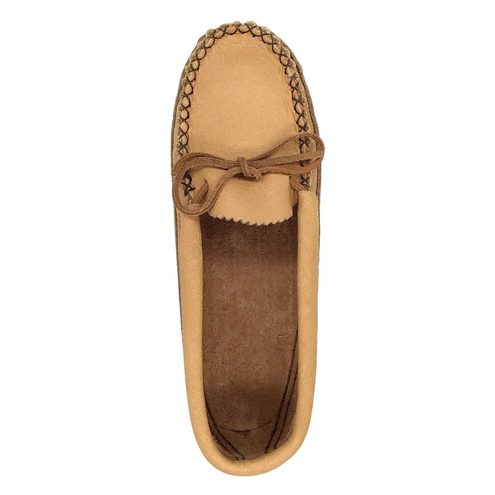 Women's Earthing Moccasins Moose Hide with Heavy Oil Tan Soles