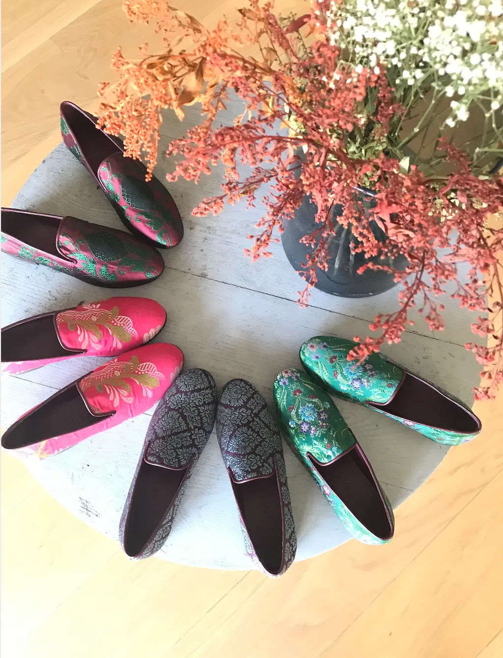 Women's Green Brocade Valenciana Slippers