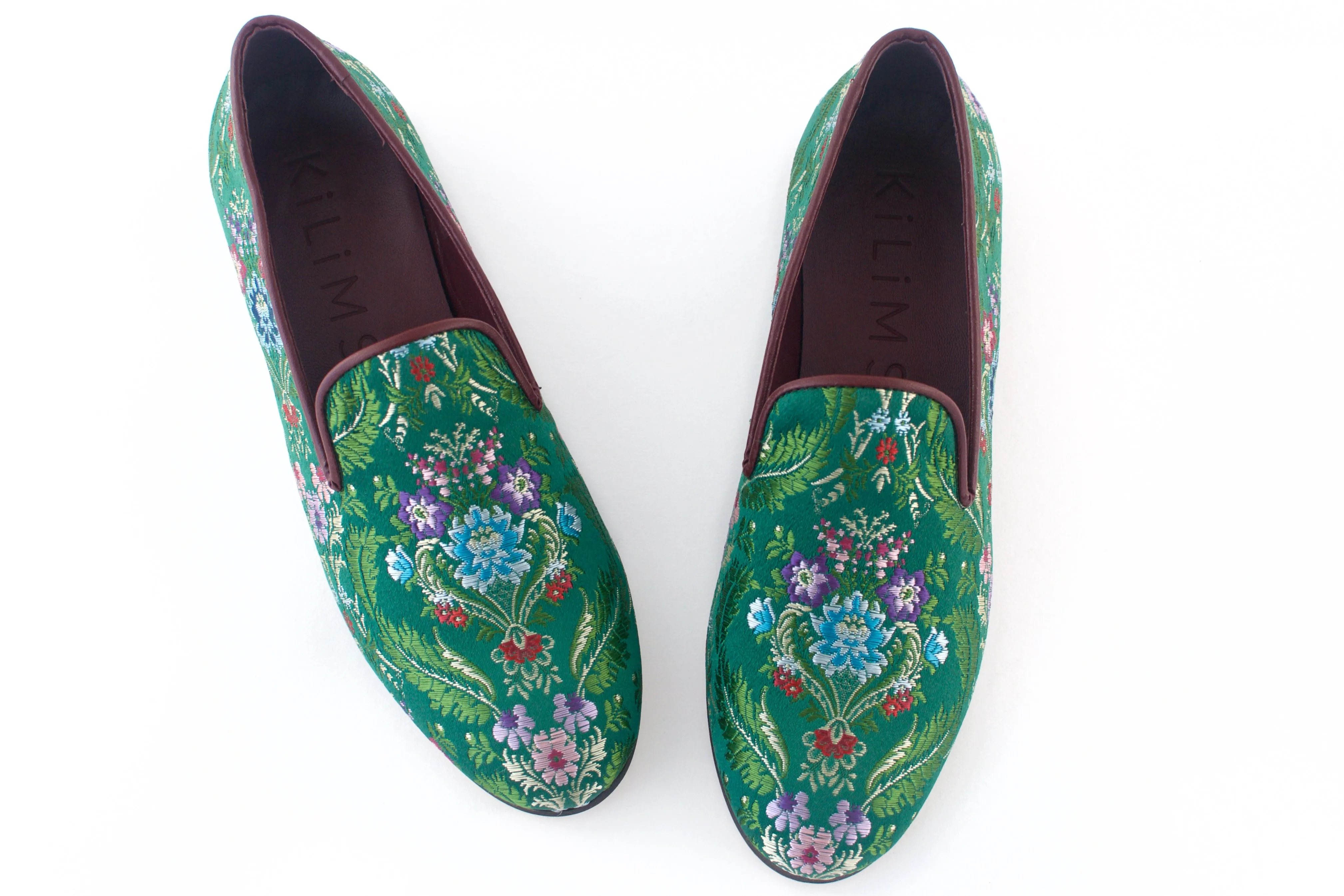 Women's Green Brocade Valenciana Slippers
