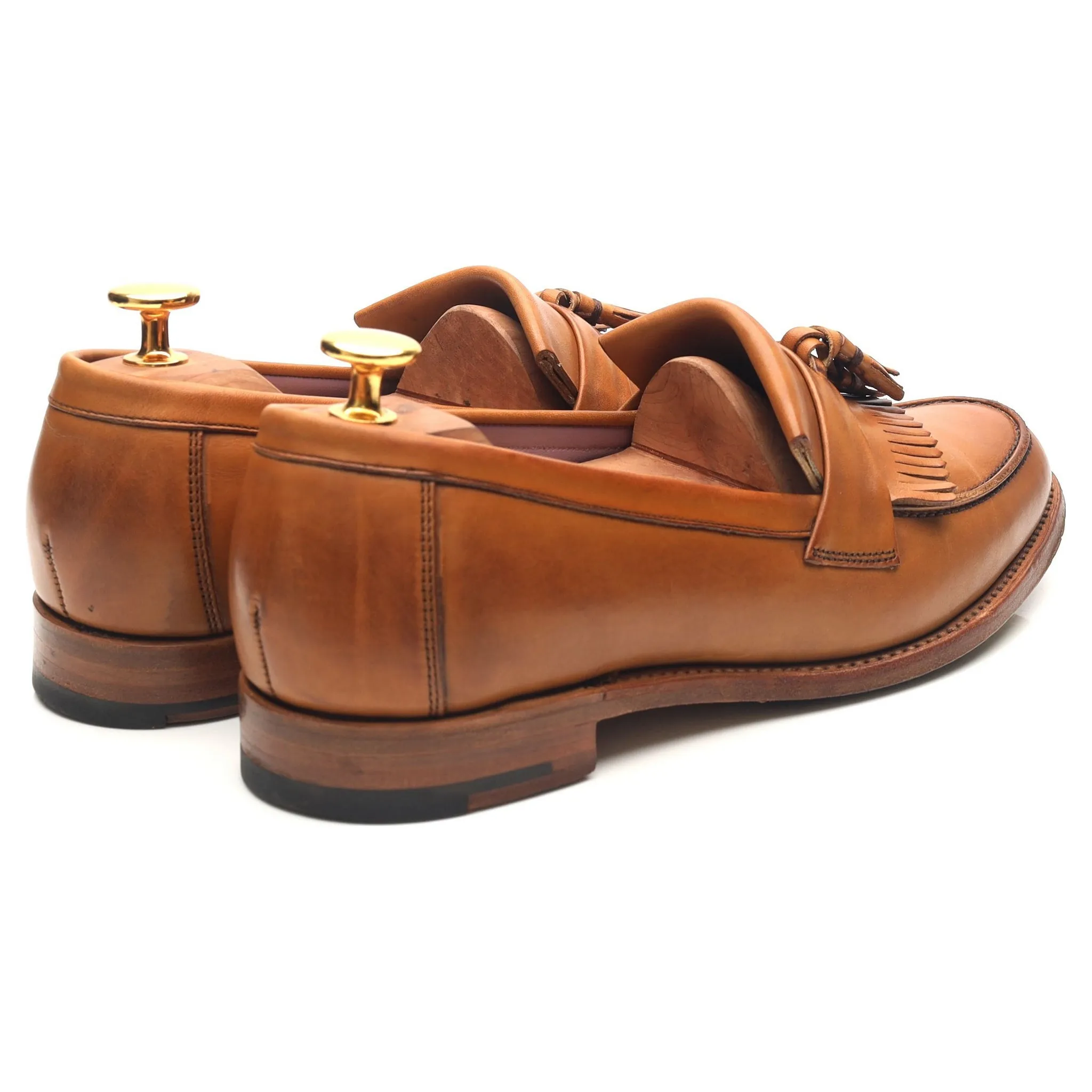 Women's 'Heather' Tan Brown Leather Fringed Tassel Loafer UK 6 D