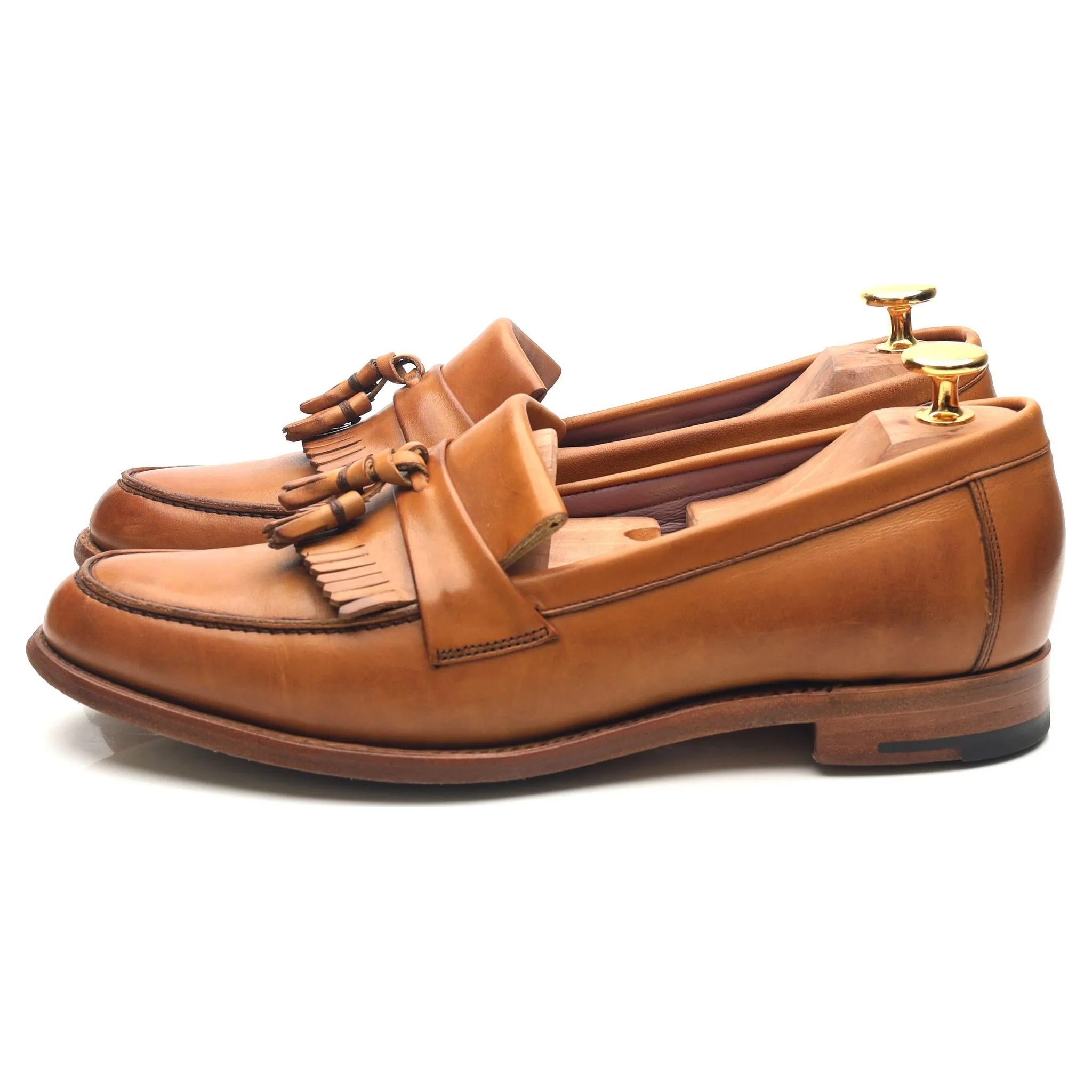 Women's 'Heather' Tan Brown Leather Fringed Tassel Loafer UK 6 D