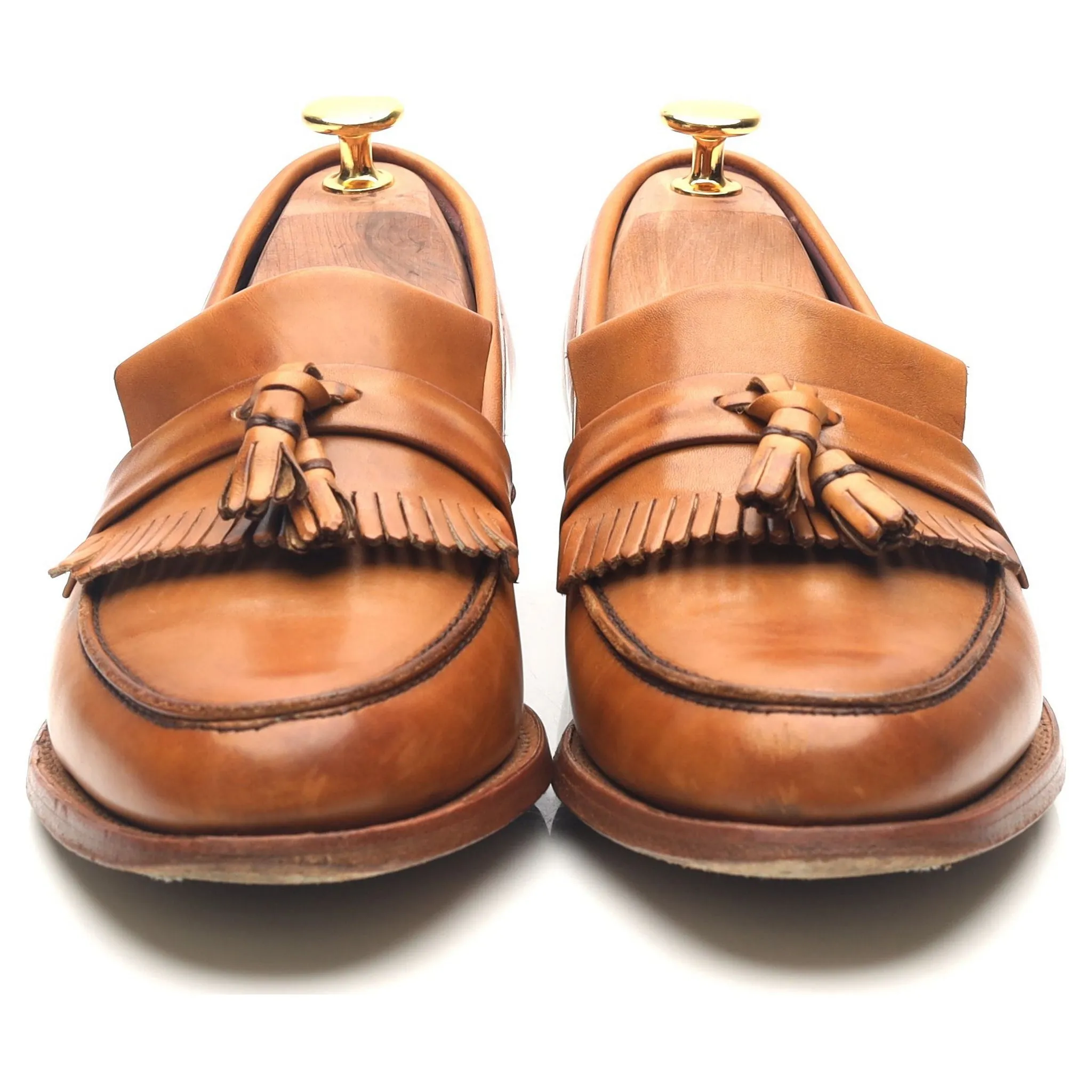 Women's 'Heather' Tan Brown Leather Fringed Tassel Loafer UK 6 D