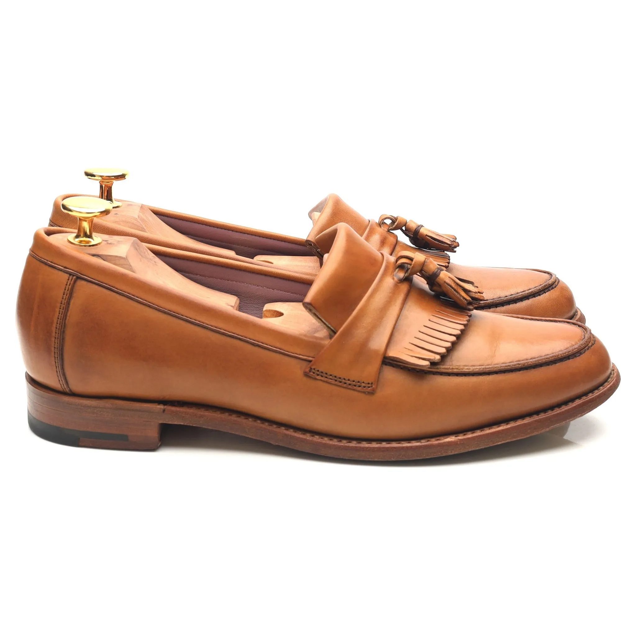 Women's 'Heather' Tan Brown Leather Fringed Tassel Loafer UK 6 D
