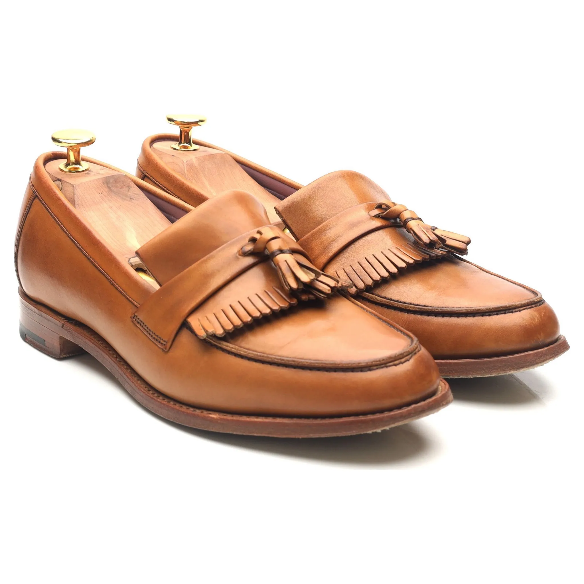 Women's 'Heather' Tan Brown Leather Fringed Tassel Loafer UK 6 D