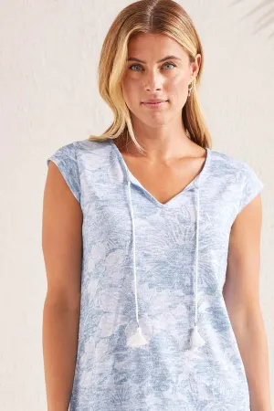Women's Tribal Jeans | Cap Sleeve Top with Tassels | Chambray