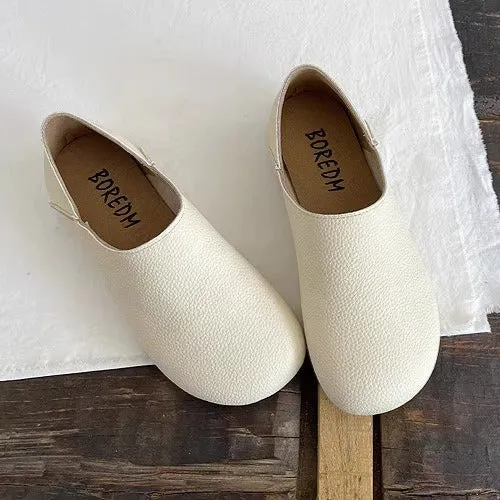 Women's Wide Round Toe High-vamp Comfort Slip-On Flats