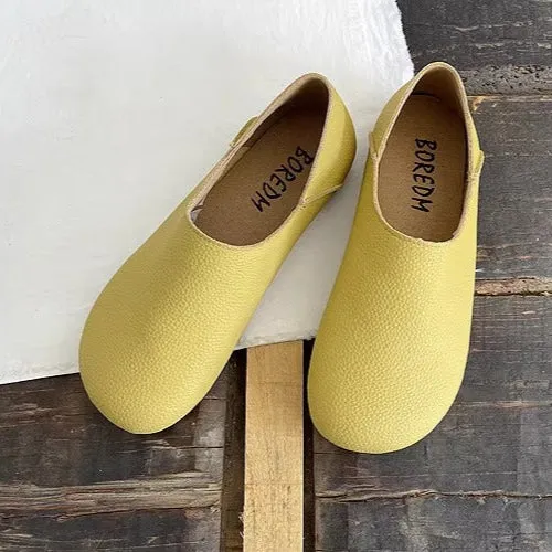 Women's Wide Round Toe High-vamp Comfort Slip-On Flats