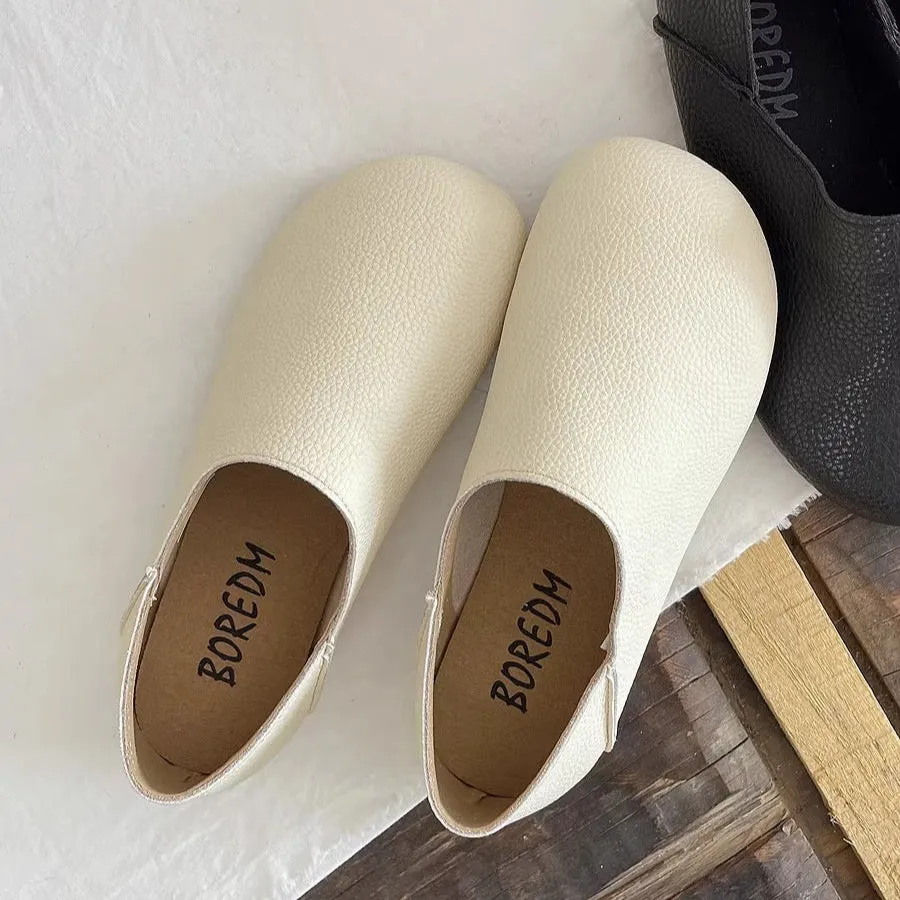 Women's Wide Round Toe High-vamp Comfort Slip-On Flats