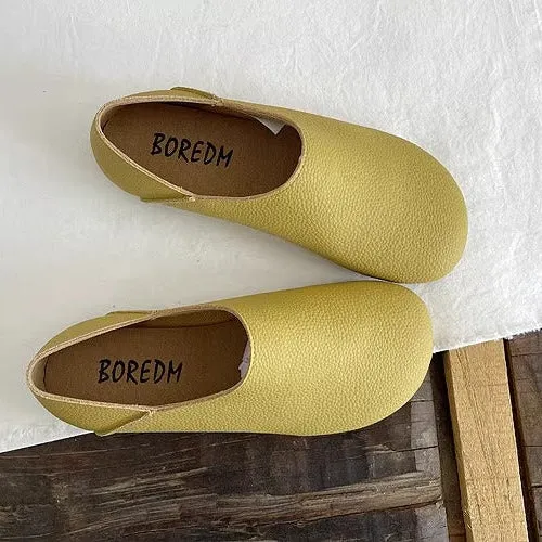 Women's Wide Round Toe High-vamp Comfort Slip-On Flats