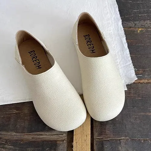 Women's Wide Round Toe High-vamp Comfort Slip-On Flats
