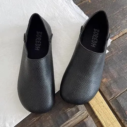 Women's Wide Round Toe High-vamp Comfort Slip-On Flats