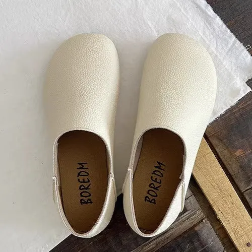 Women's Wide Round Toe High-vamp Comfort Slip-On Flats