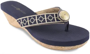 Yoga Lynne navy wedge flip flops